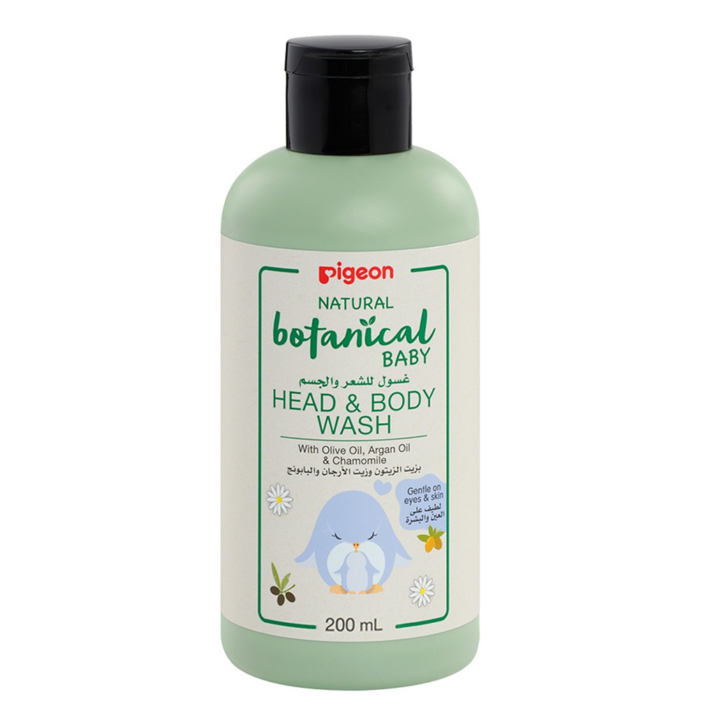 Pigeon, Natural Botanical Head & Body Wash, Gentle botanical wash for baby skin and hair, 200ml