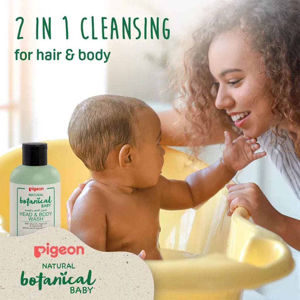 Pigeon, Natural Botanical Head & Body Wash, Gentle botanical wash for baby skin and hair, 200ml