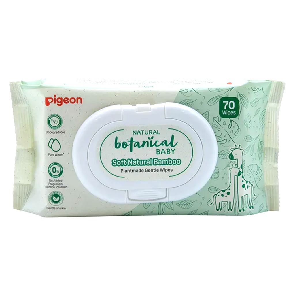 Pigeon, Natural Botanical Baby Wipes, Gentle botanical wipes for baby skin cleansing, 70 wipes