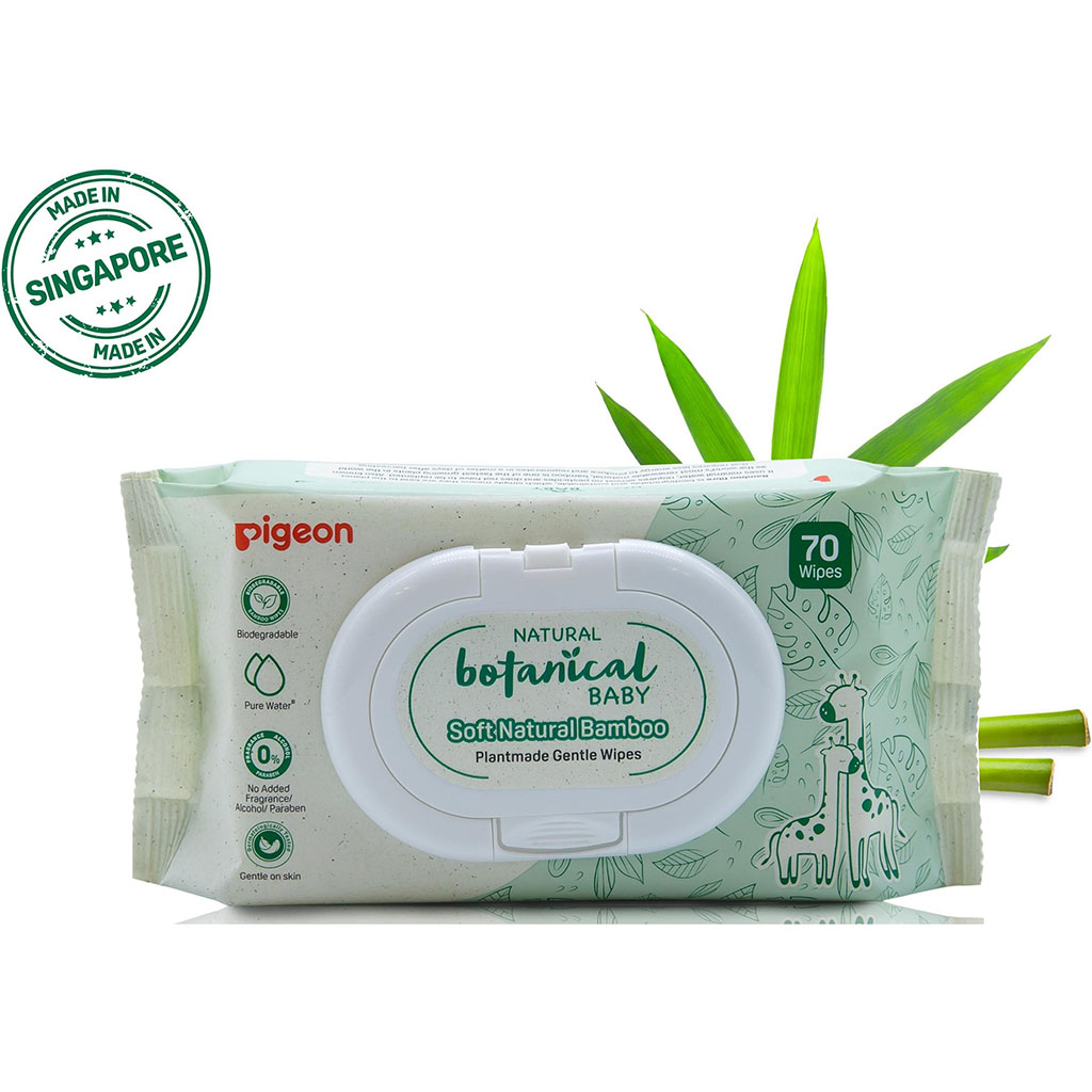 Pigeon, Natural Botanical Baby Wipes, Gentle botanical wipes for baby skin cleansing, 70 wipes
