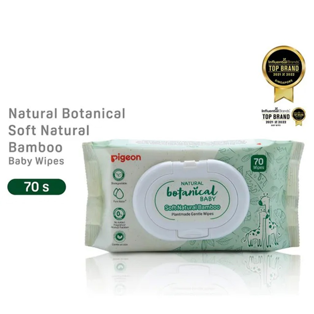 Pigeon, Natural Botanical Baby Wipes, Gentle botanical wipes for baby skin cleansing, 70 wipes
