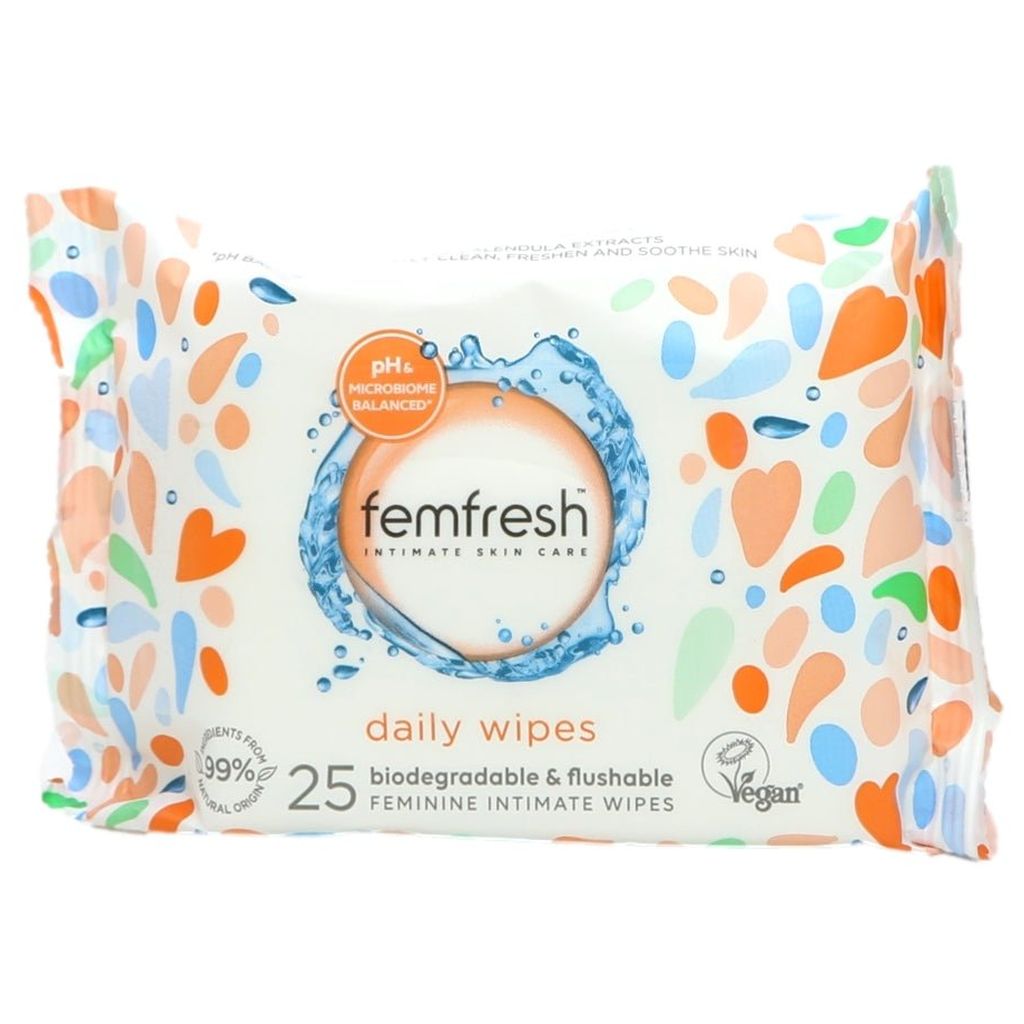 Femfresh, Freshening and soothing wipes, Gentle intimate wipes for daily freshness and comfort, 25 s