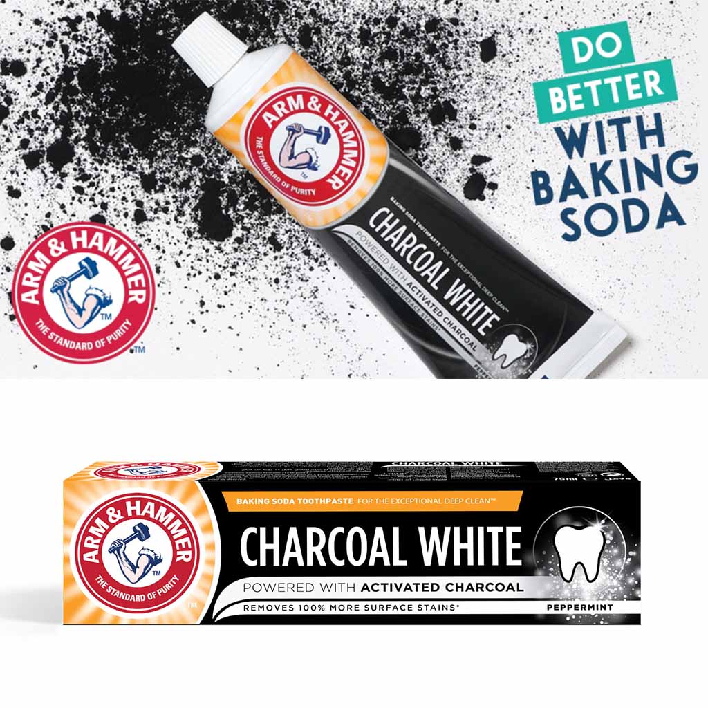 Arm & Hammer, Charcoal White Toothpaste, Deep-clean whitening toothpaste, 75 ml