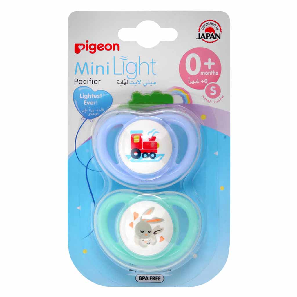 Pigeon, Train and Rabbit Mini Light Pacifier Small, Soothing pacifier for newborns 0+ months