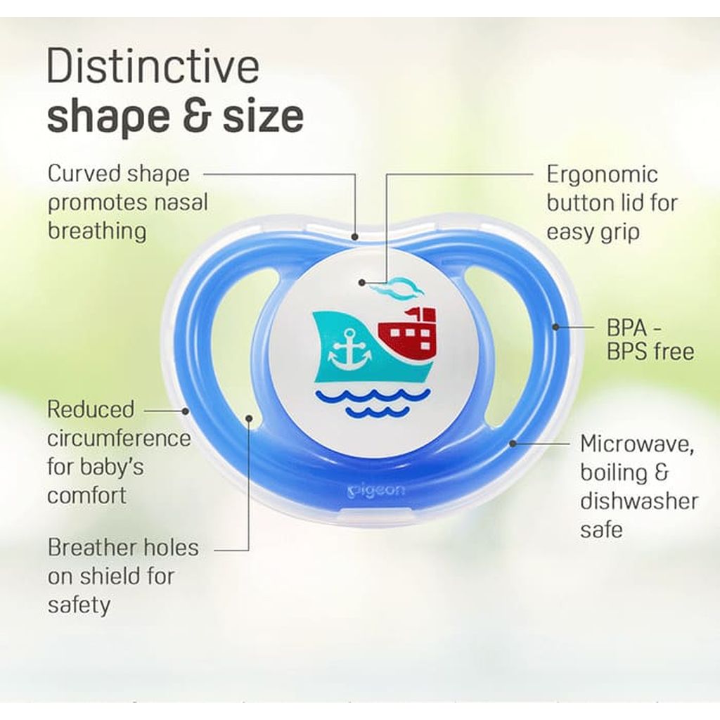 Pigeon, Minilight Pacifier Double Large Boy Ship and Giraffe, Comfortable pacifier for older babies