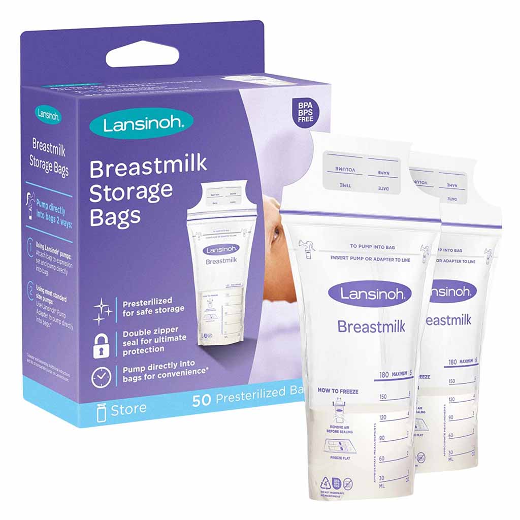 Lansinoh, Breastmilk Storage Bags, Leak-proof storage bags for breastmilk, 50 pieces
