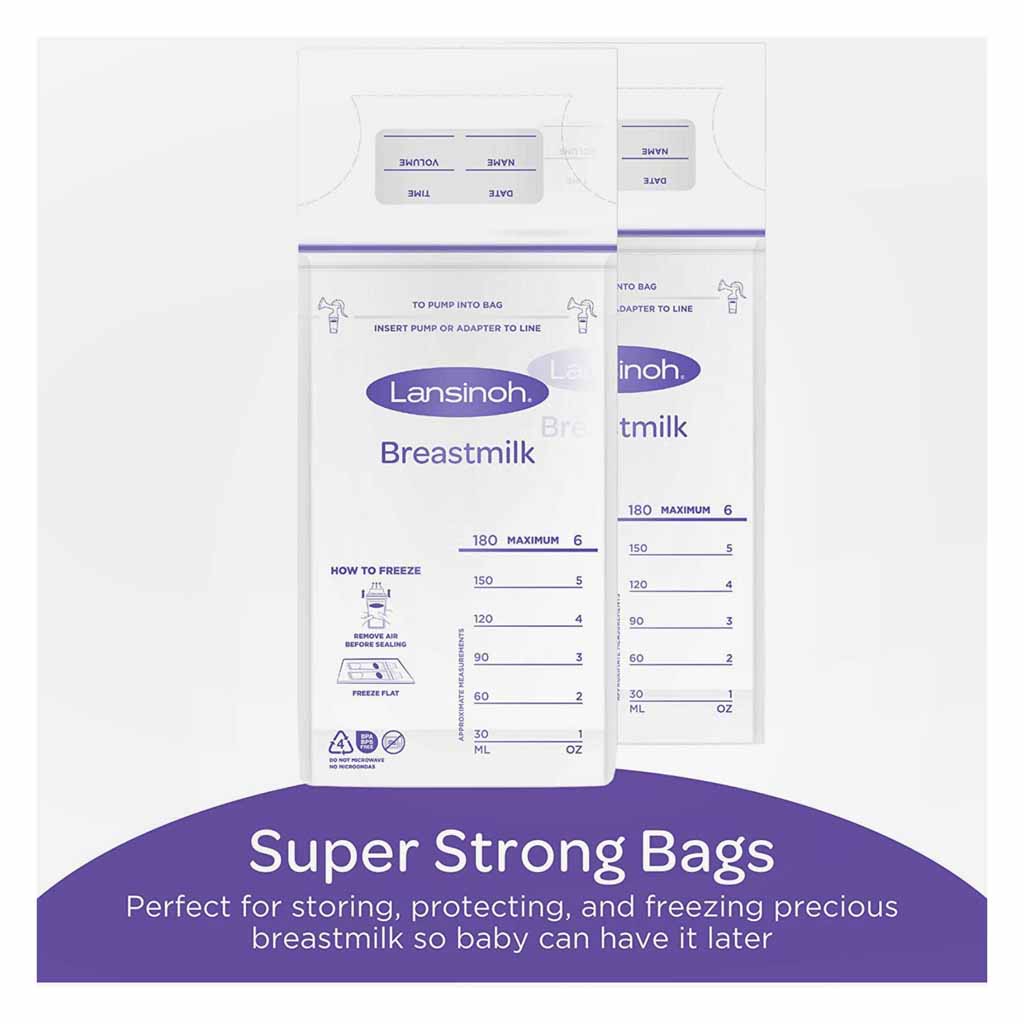 Lansinoh, Breastmilk Storage Bags, Leak-proof storage bags for breastmilk, 50 pieces