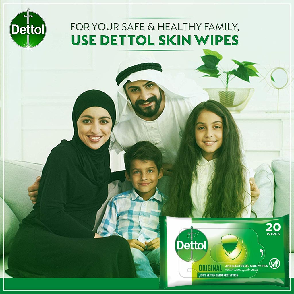 Dettol Original Antibacterial Skin And Surface Wipes 20 Pieces