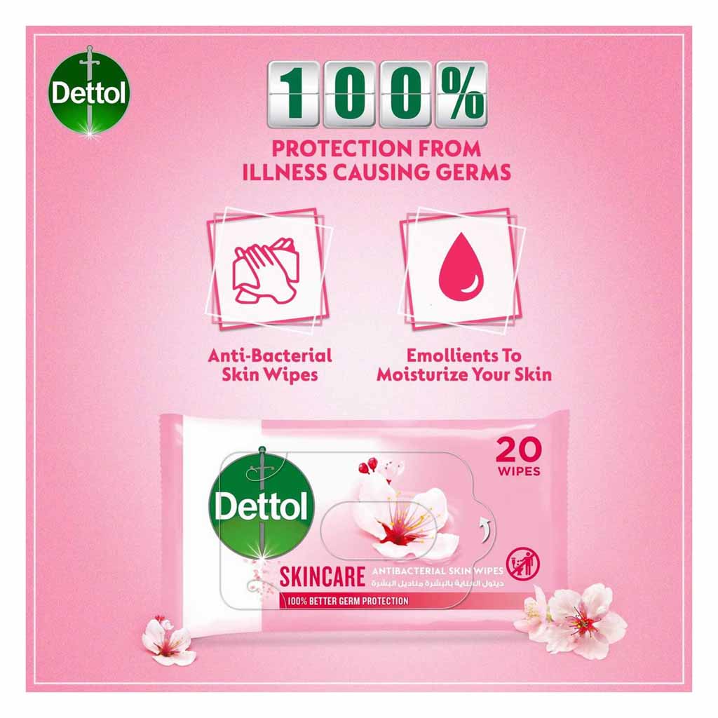 Dettol Antibacterial Skincare Skin Wipes 20 Pieces x Pack of 48