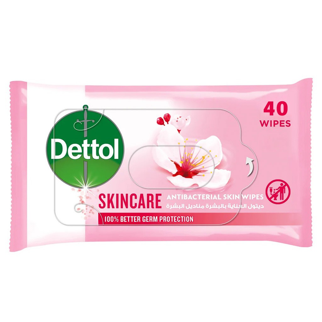 Dettol Skincare Antibacterial Skin Wetwipes, Pack of 40's