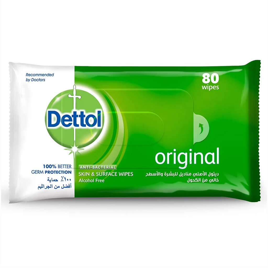 Dettol, Antibacterial Wet Wipes, Gentle cleansing and germ protection, 80 pcs
