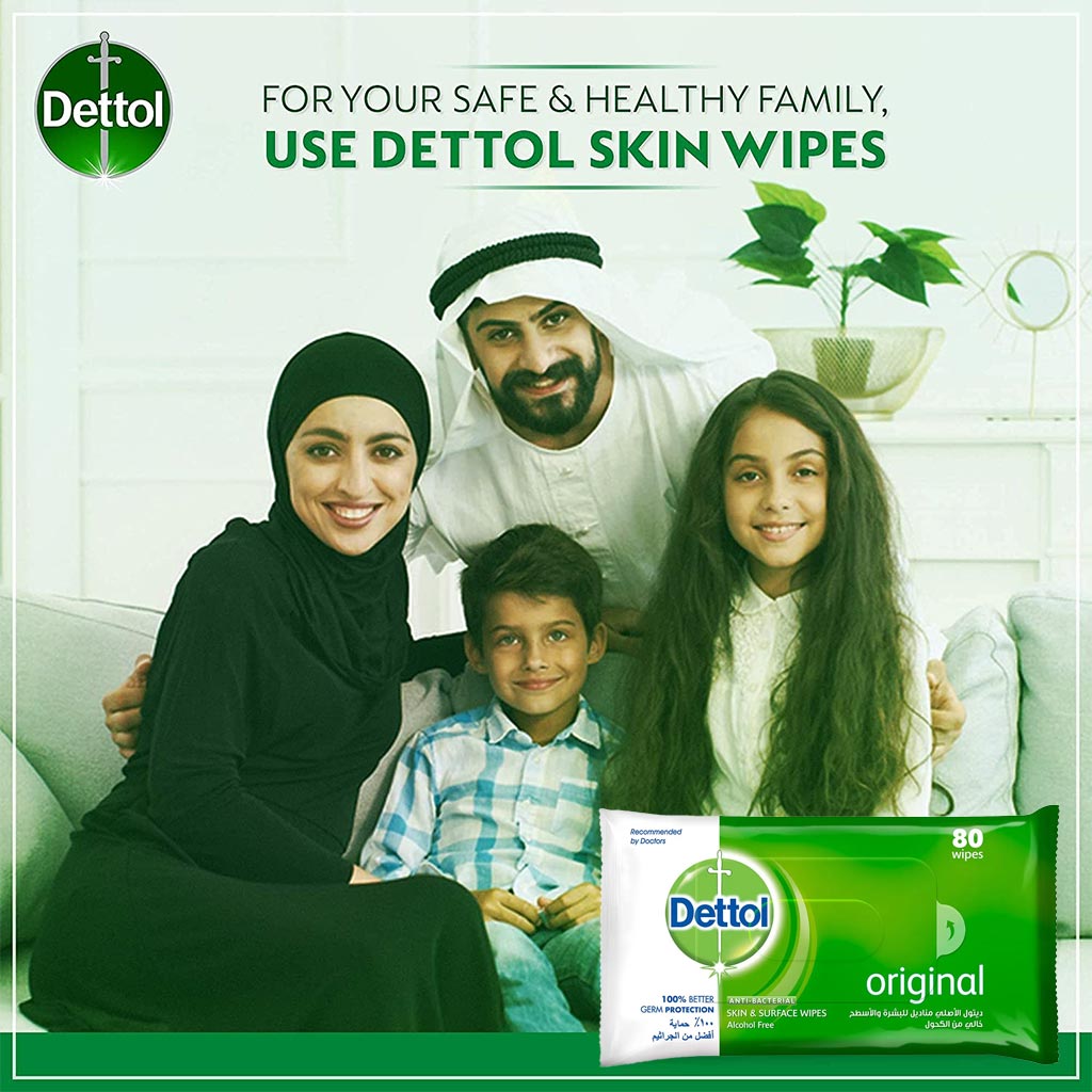 Dettol, Antibacterial Wet Wipes, Gentle cleansing and germ protection, 80 pcs