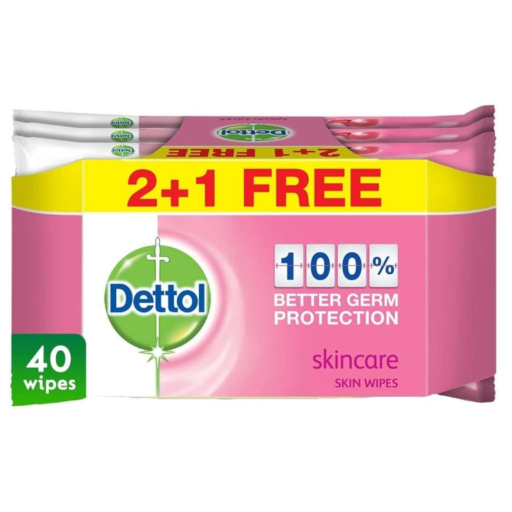 Dettol, Antibacterial skin wipes, Convenient antibacterial wipes for hand and skin hygiene, 40 wipes