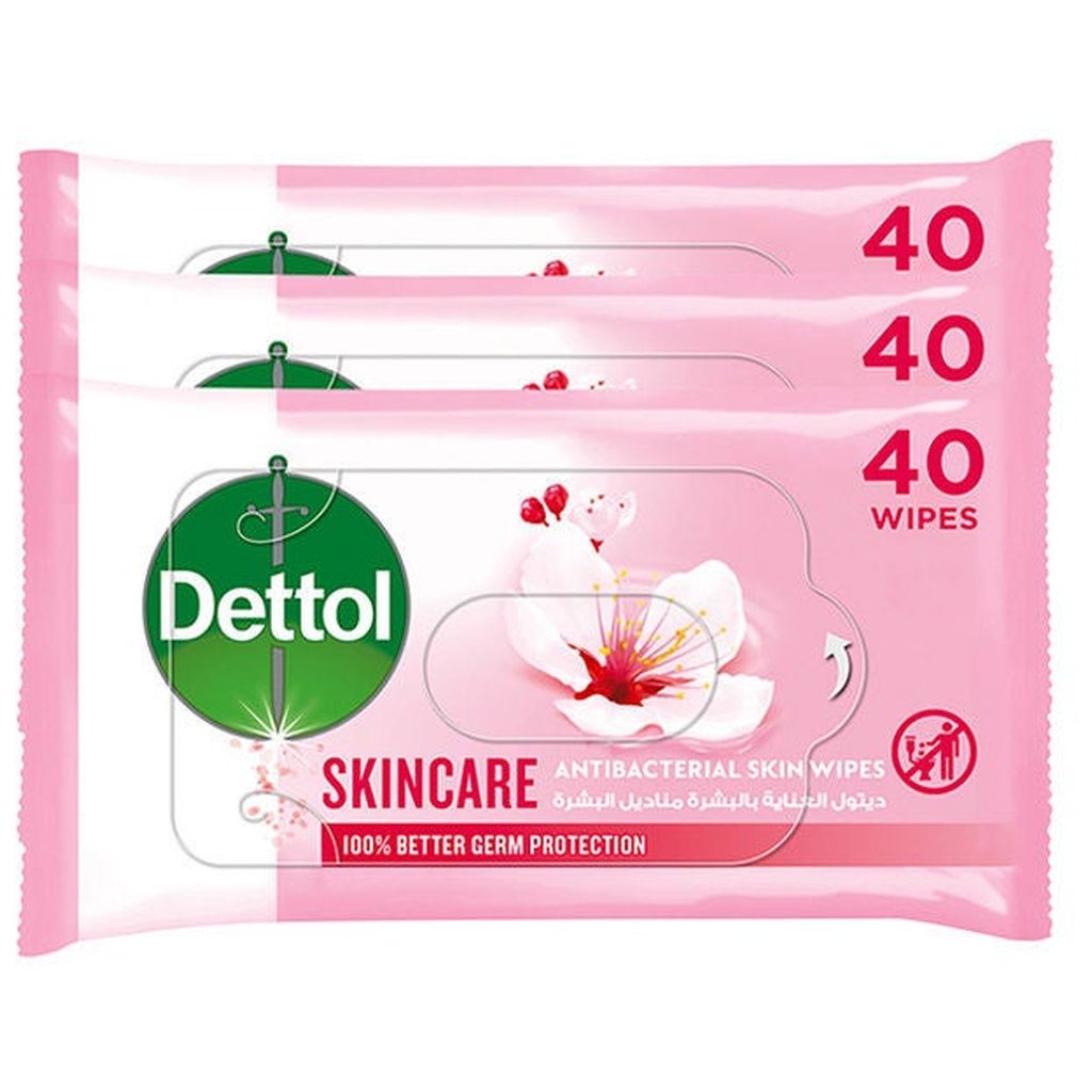 Dettol, Antibacterial skin wipes, Convenient antibacterial wipes for hand and skin hygiene, 40 wipes