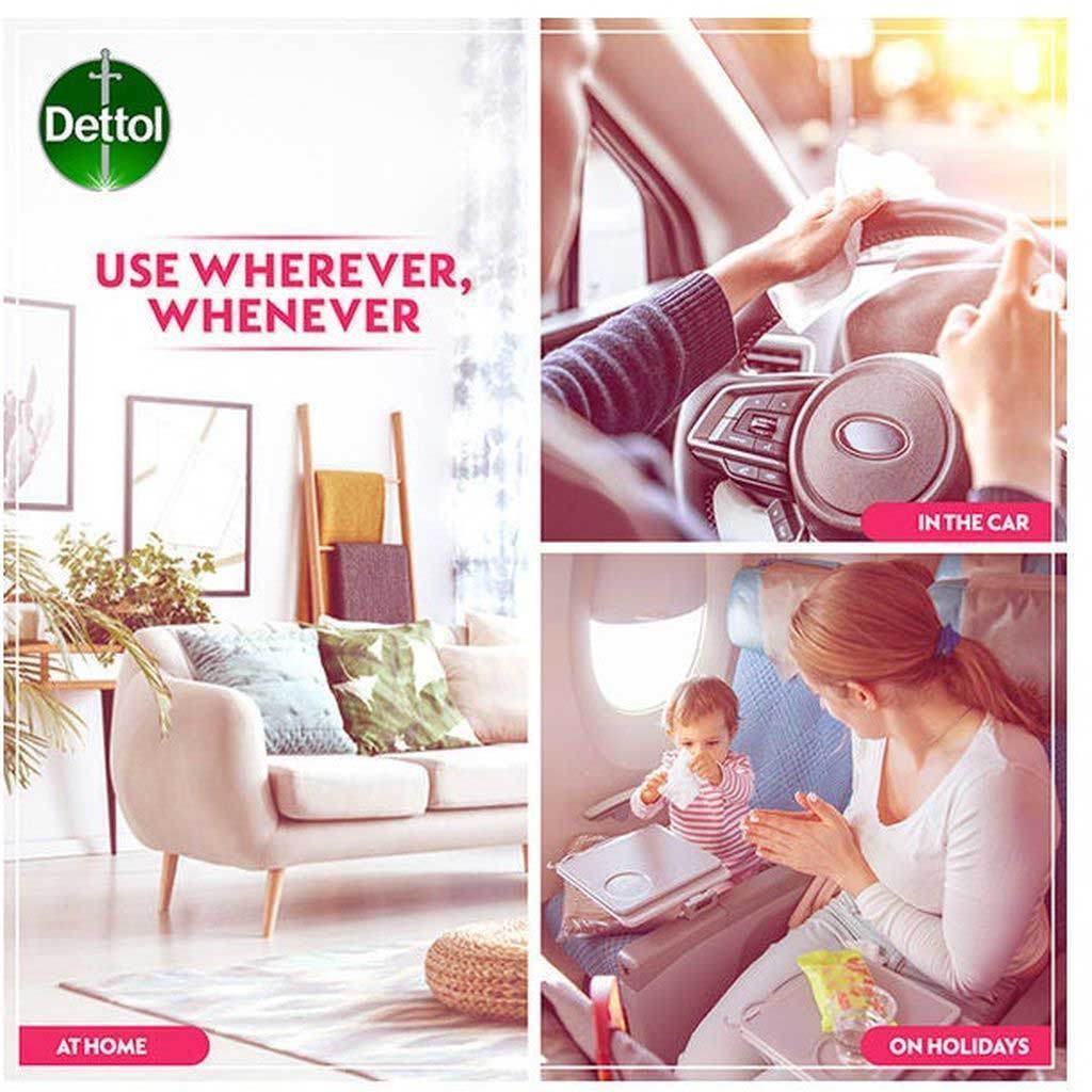 Dettol, Antibacterial skin wipes, Convenient antibacterial wipes for hand and skin hygiene, 40 wipes