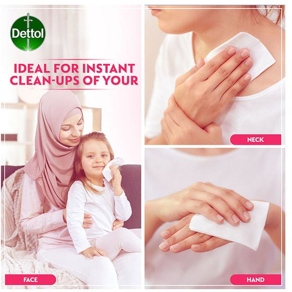 Dettol, Antibacterial skin wipes, Convenient antibacterial wipes for hand and skin hygiene, 40 wipes