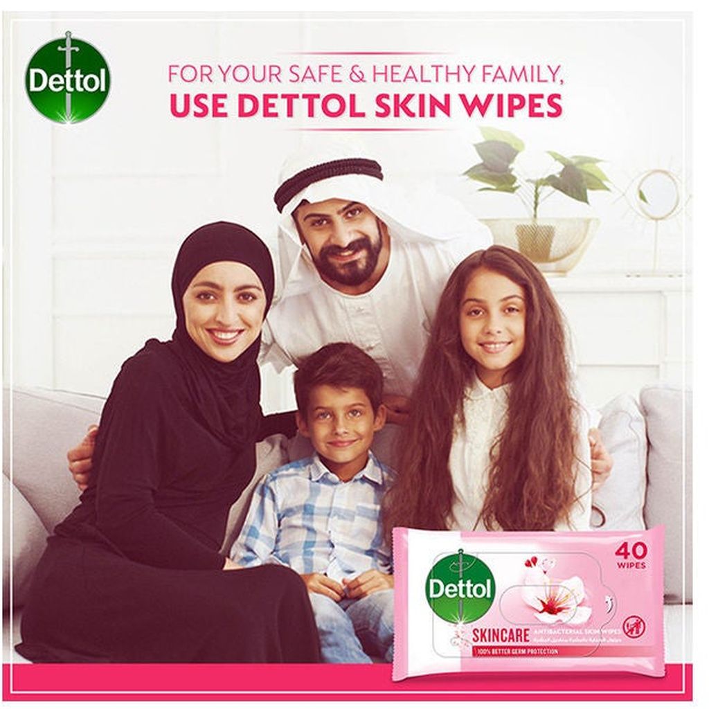 Dettol, Antibacterial skin wipes, Convenient antibacterial wipes for hand and skin hygiene, 40 wipes
