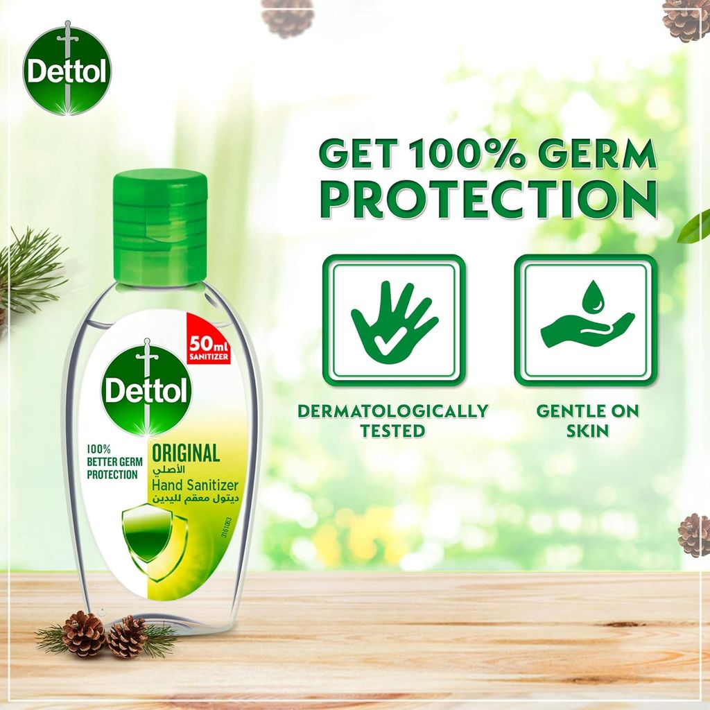 Dettol, Original Hand Sanitizer, Kills 99.9% germs for hand hygiene, 50 ml