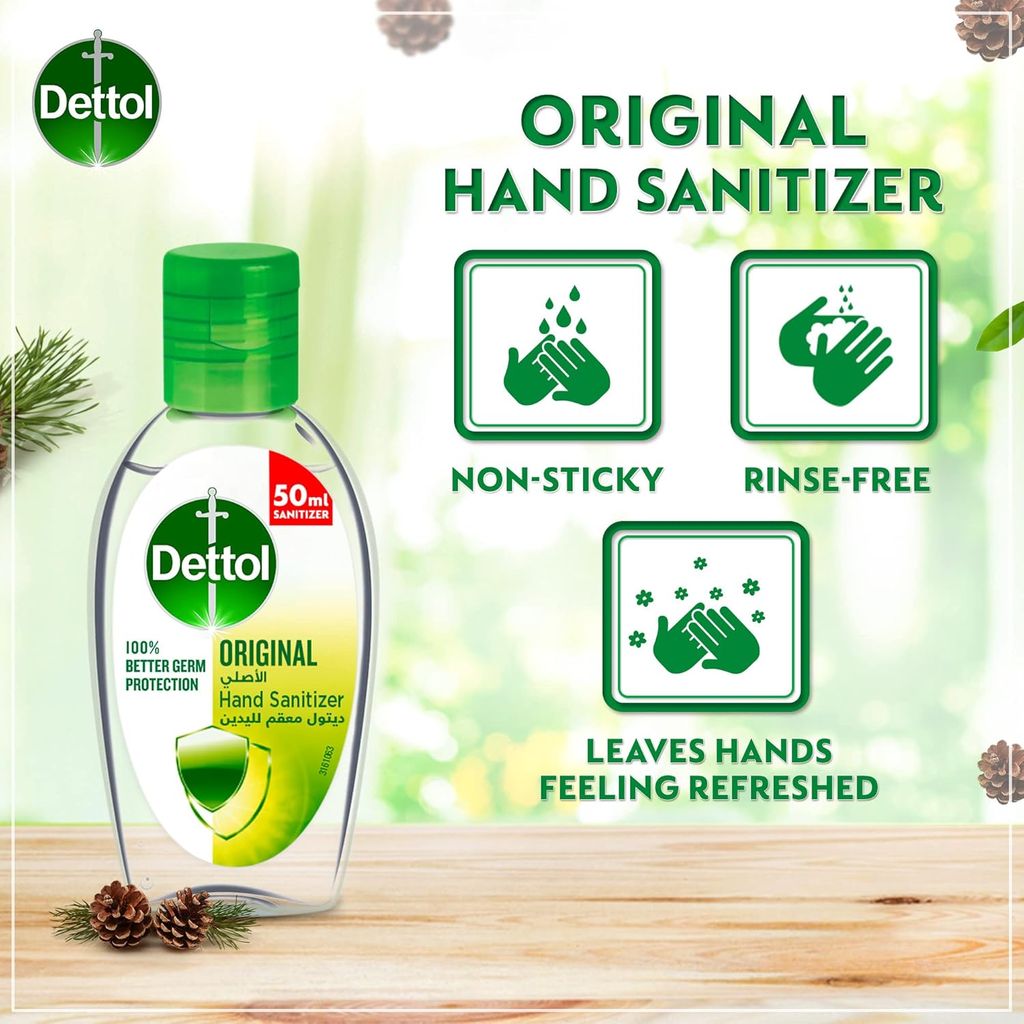 Dettol, Original Hand Sanitizer, Kills 99.9% germs for hand hygiene, 50 ml