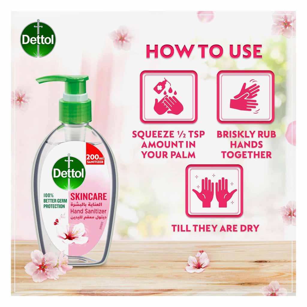 Dettol, Skin Care Hand Sanitizer, Moisturizing antibacterial hand sanitizer gel, 200ml