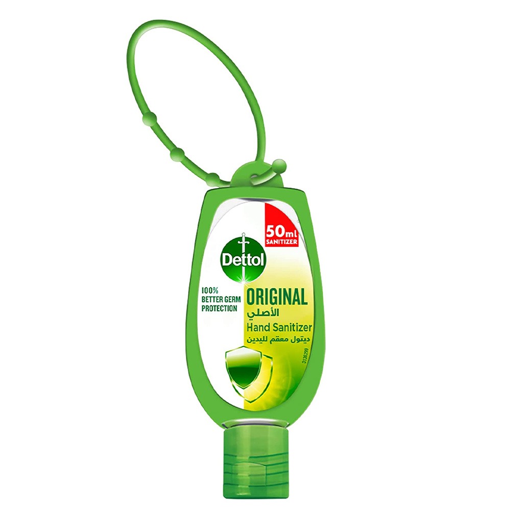 Dettol, Original Rinse Free Instant Hand Sanitizer Gel with Jacket, Portable antibacterial hand gel for quick sanitizing, 50ml
