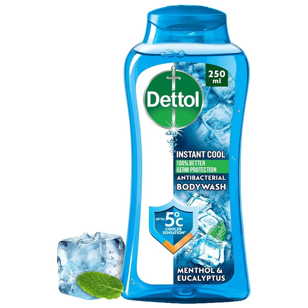 Dettol, Instant Cool Antibacterial Bodywash Menthol & Eucalyptus, Cooling antibacterial bodywash with menthol and eucalyptus, 250ml
