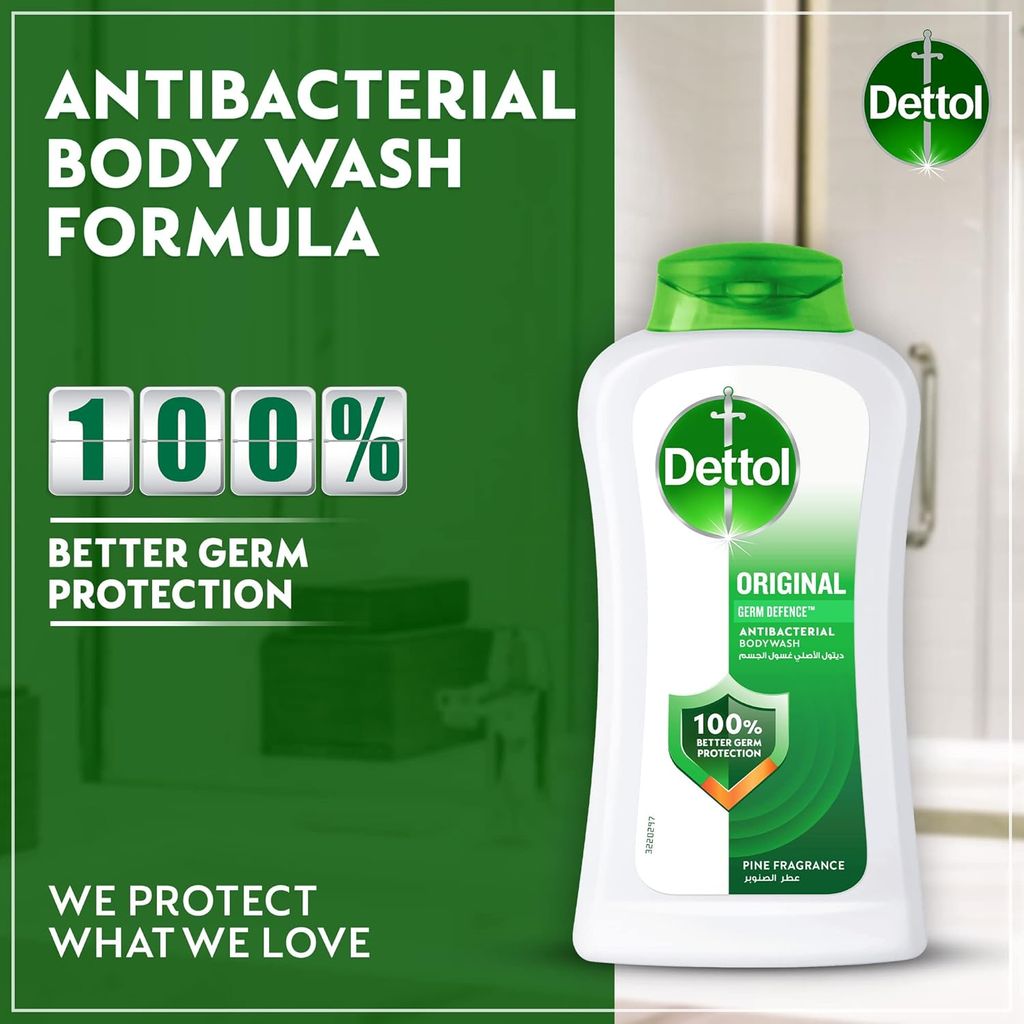 Dettol, Original Antibacterial Bodywash, Pine fragrance, Cleansing antibacterial body wash with pine scent, 250ml