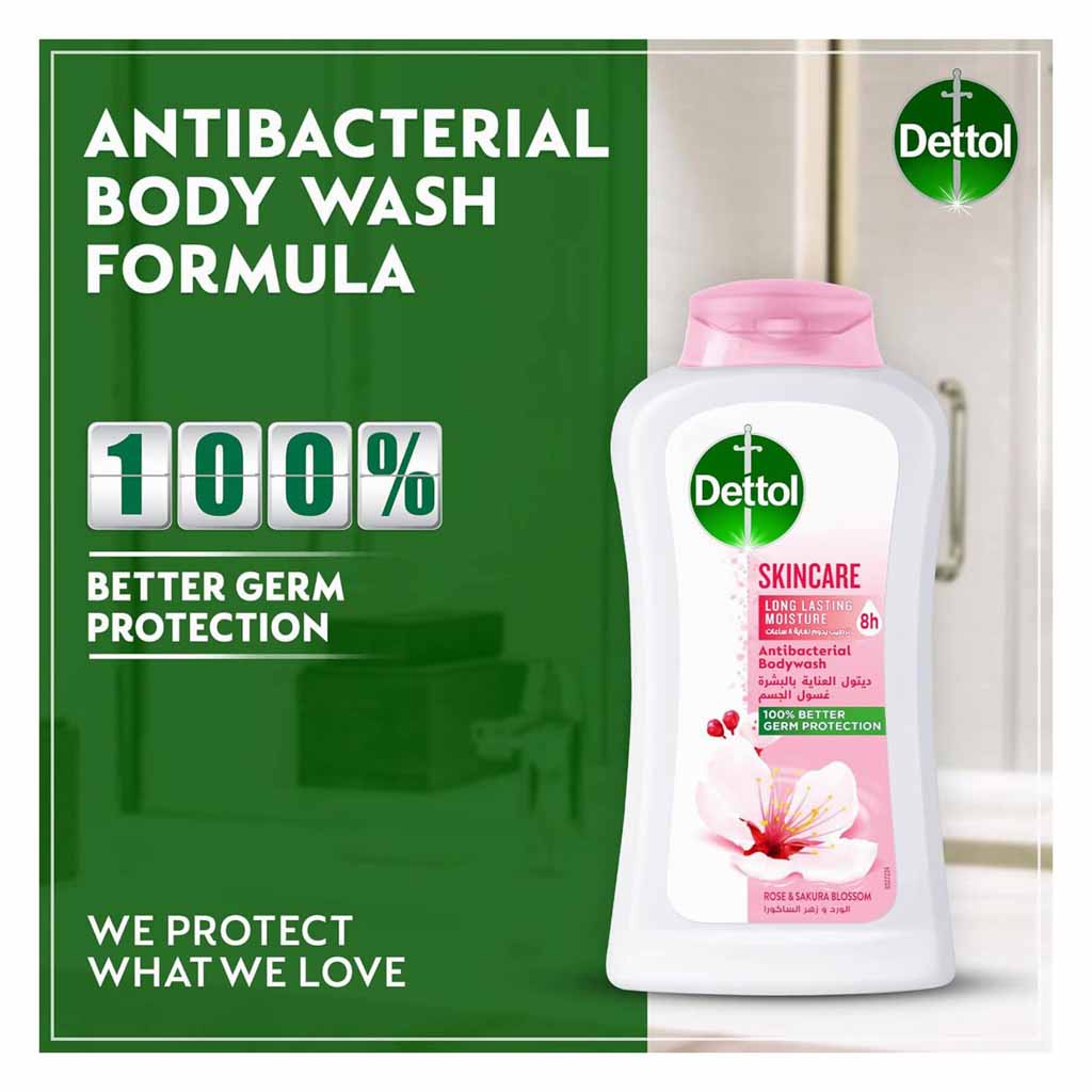 Dettol Skin Care Rose And Sakura Blossom Anti-Bacterial Body Wash 250ml  Puff
