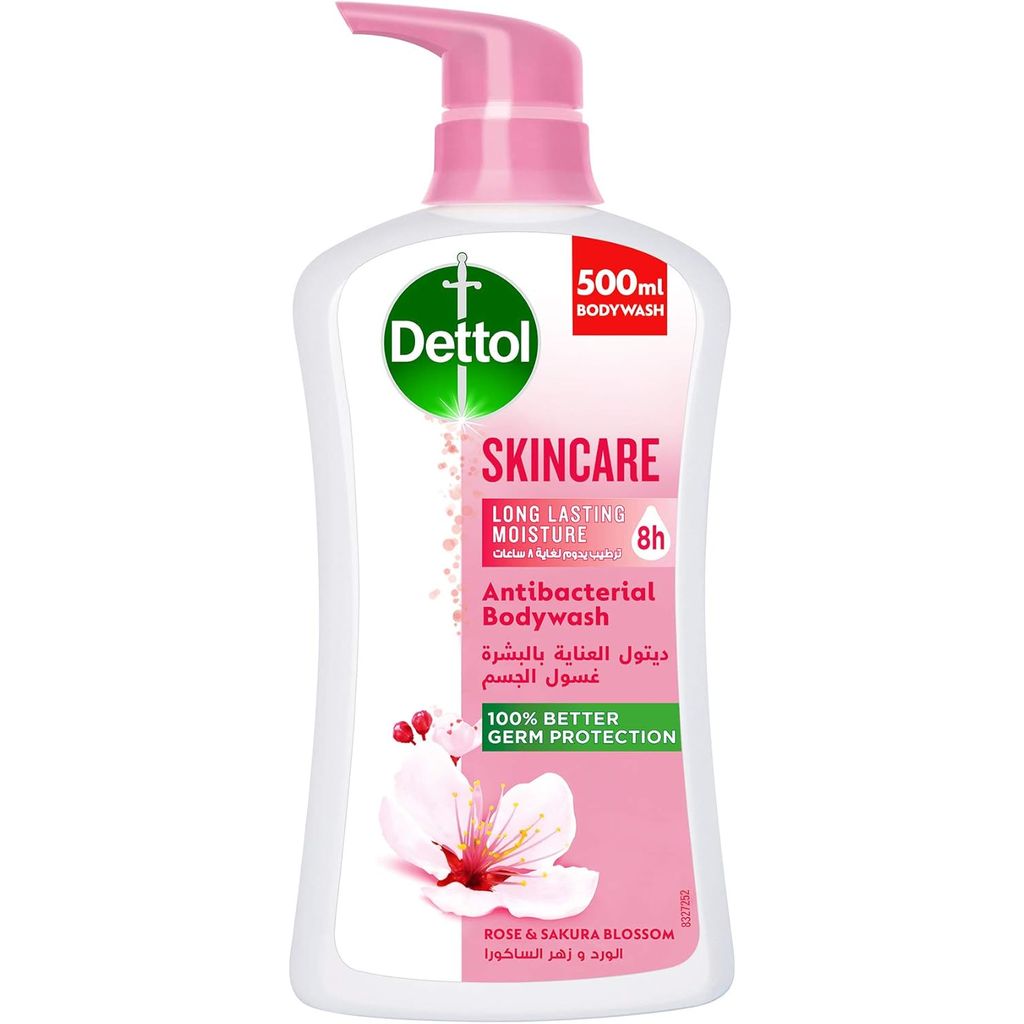 Dettol, Skincare Bodywash Rose & Sakura Blossom, Gentle antibacterial bodywash with floral rose and sakura fragrance, 500ml