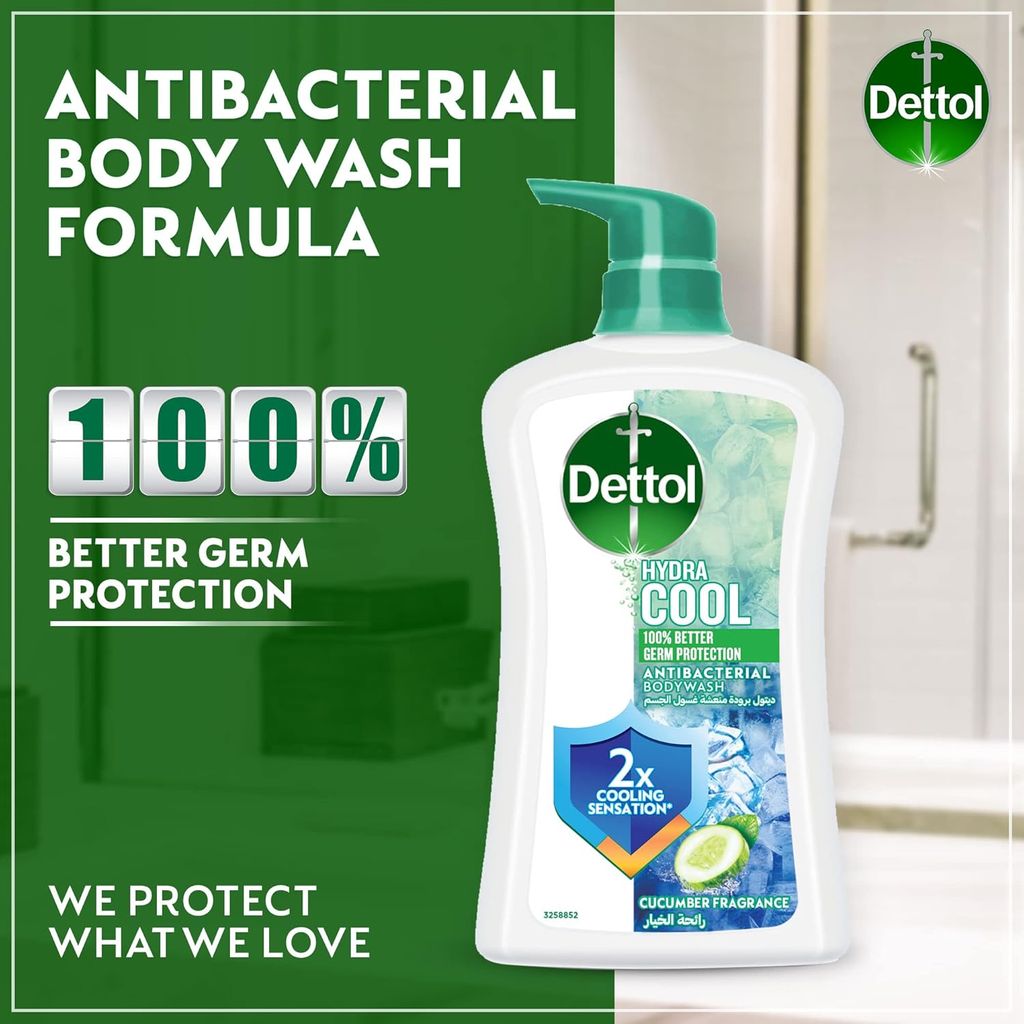 Dettol, Hydra Cool Antibacterial Bodywash Cucumber Fragrance, Refreshing antibacterial bodywash with cooling cucumber scent, 700ml