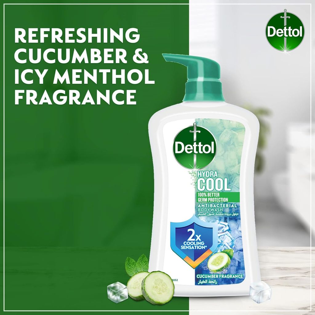 Dettol, Hydra Cool Antibacterial Bodywash Cucumber Fragrance, Refreshing antibacterial bodywash with cooling cucumber scent, 700ml