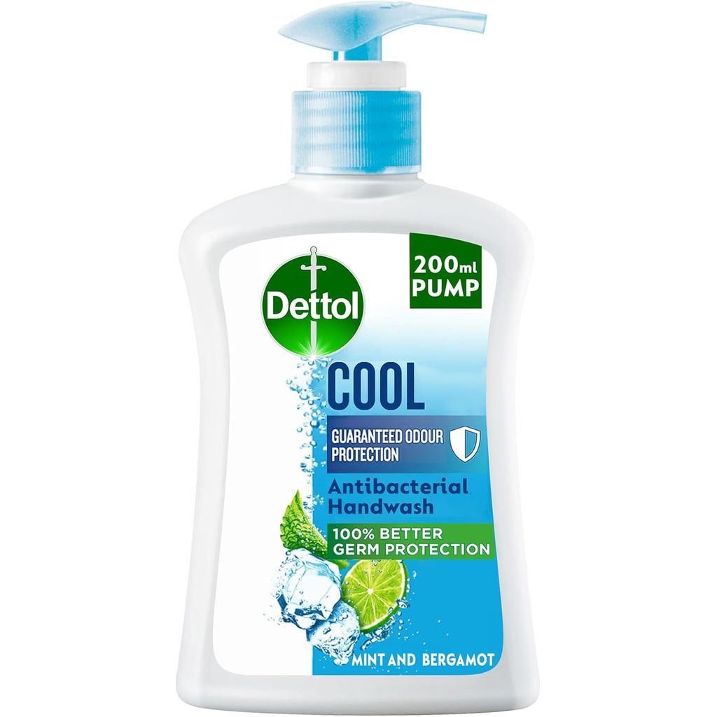 Dettol, Cool Antibacterial Liquid Handwash Mint and Bergamot, Antibacterial handwash with refreshing mint and bergamot scent, 200ml