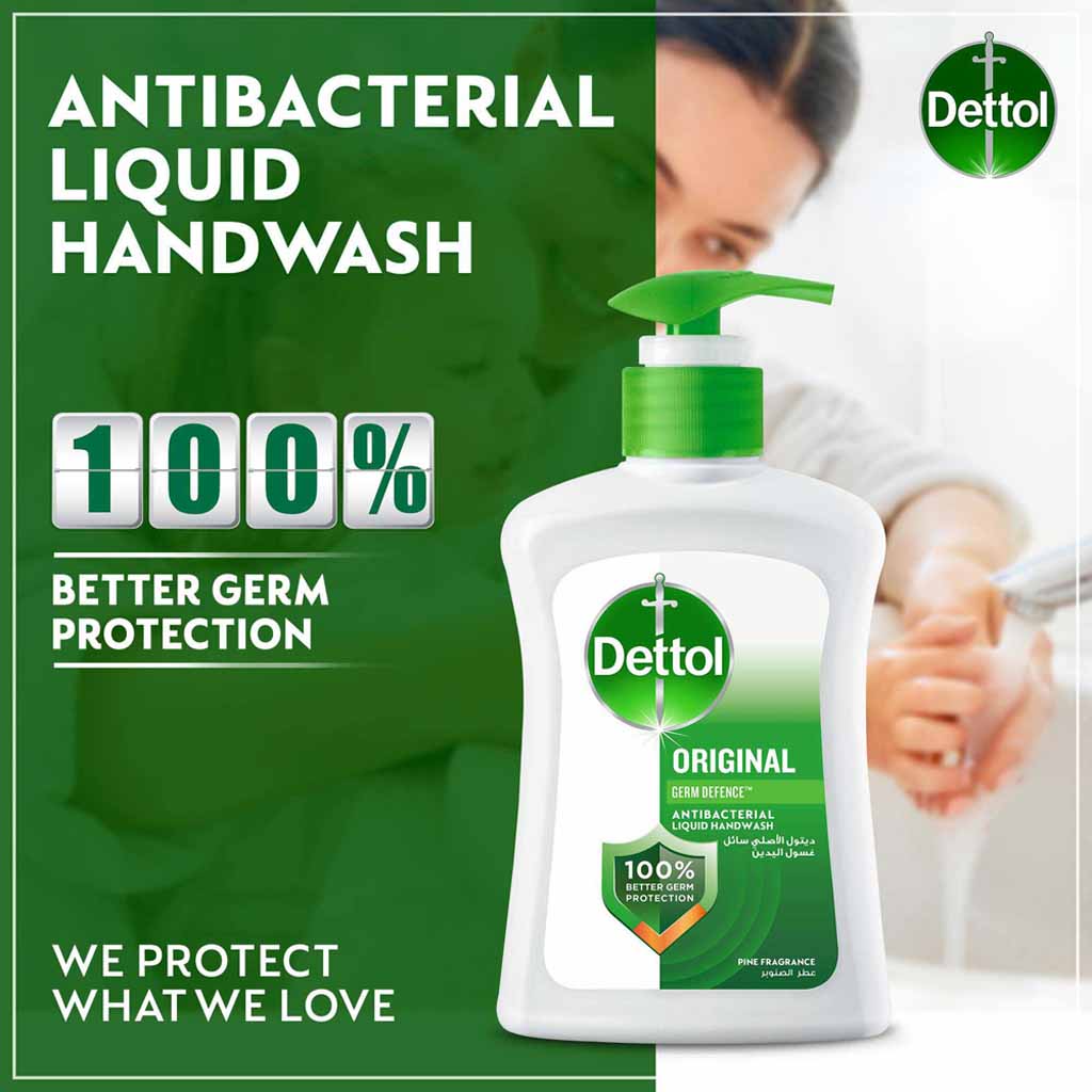 Dettol, Liquid Hand Wash Original, Antibacterial hand soap with 25% extra free, 200ml