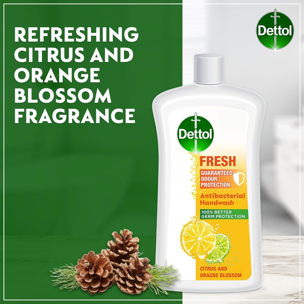 Dettol, Fresh Antibacterial Liquid Handwash, Citrus and orange blossom scent for effective germ protection, 700ml