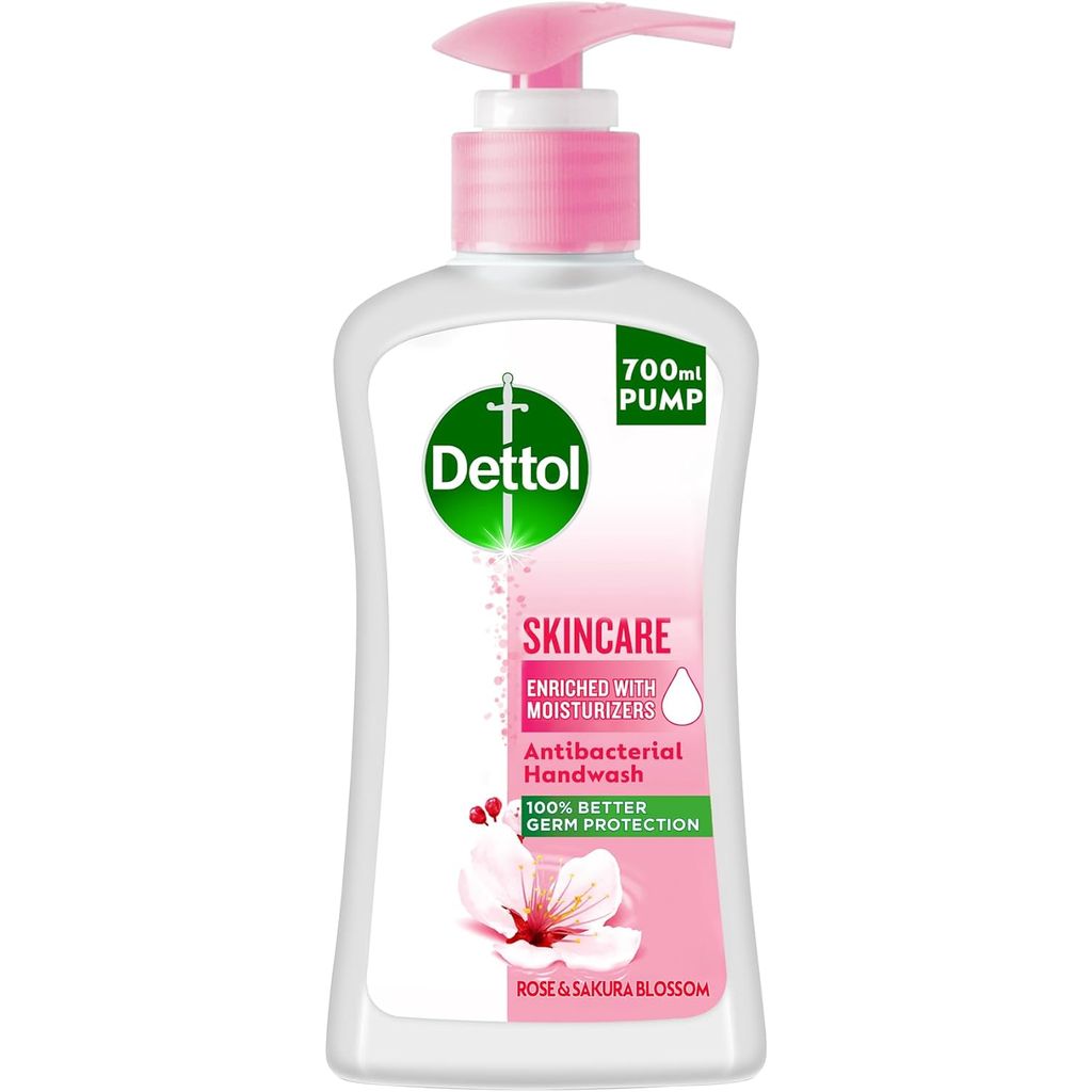 Dettol, Skincare Antibacterial Liquid Handwash Rose & Sakura Blossom, Antibacterial handwash with floral scent, 700ml