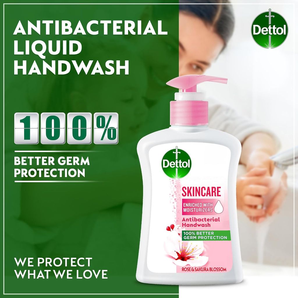Dettol, Skincare Antibacterial Liquid Handwash Rose & Sakura Blossom, Antibacterial handwash with floral scent, 700ml