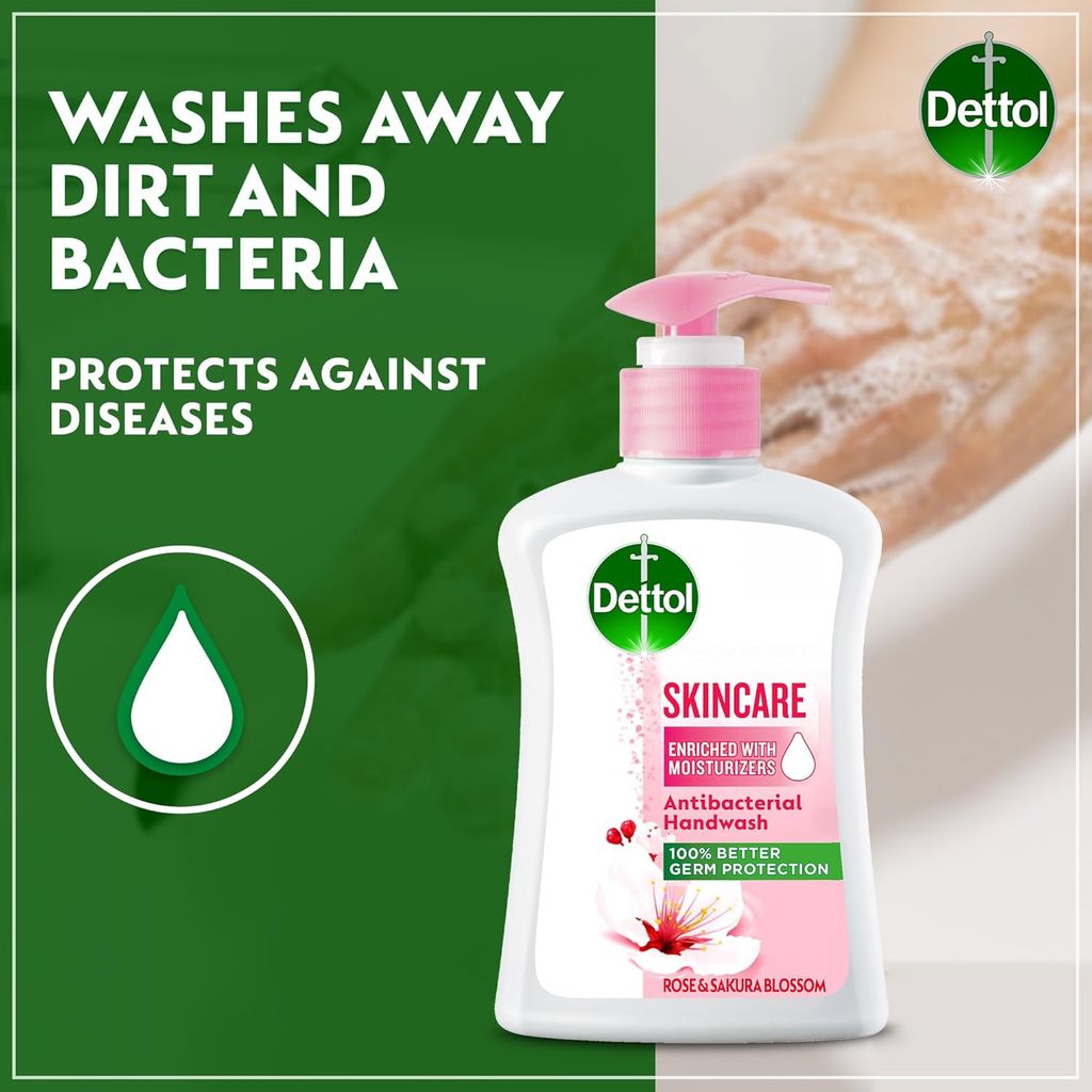 Dettol, Skincare Antibacterial Liquid Handwash Rose & Sakura Blossom, Antibacterial handwash with floral scent, 700ml