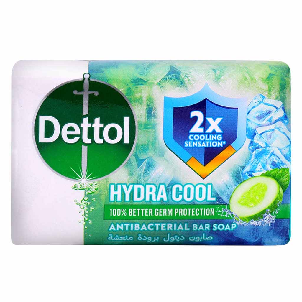 Dettol, Hydra Cool Cucumber and Icy Menthol Antibacterial Bar Soap, Cooling antibacterial soap with cucumber and menthol, 120g
