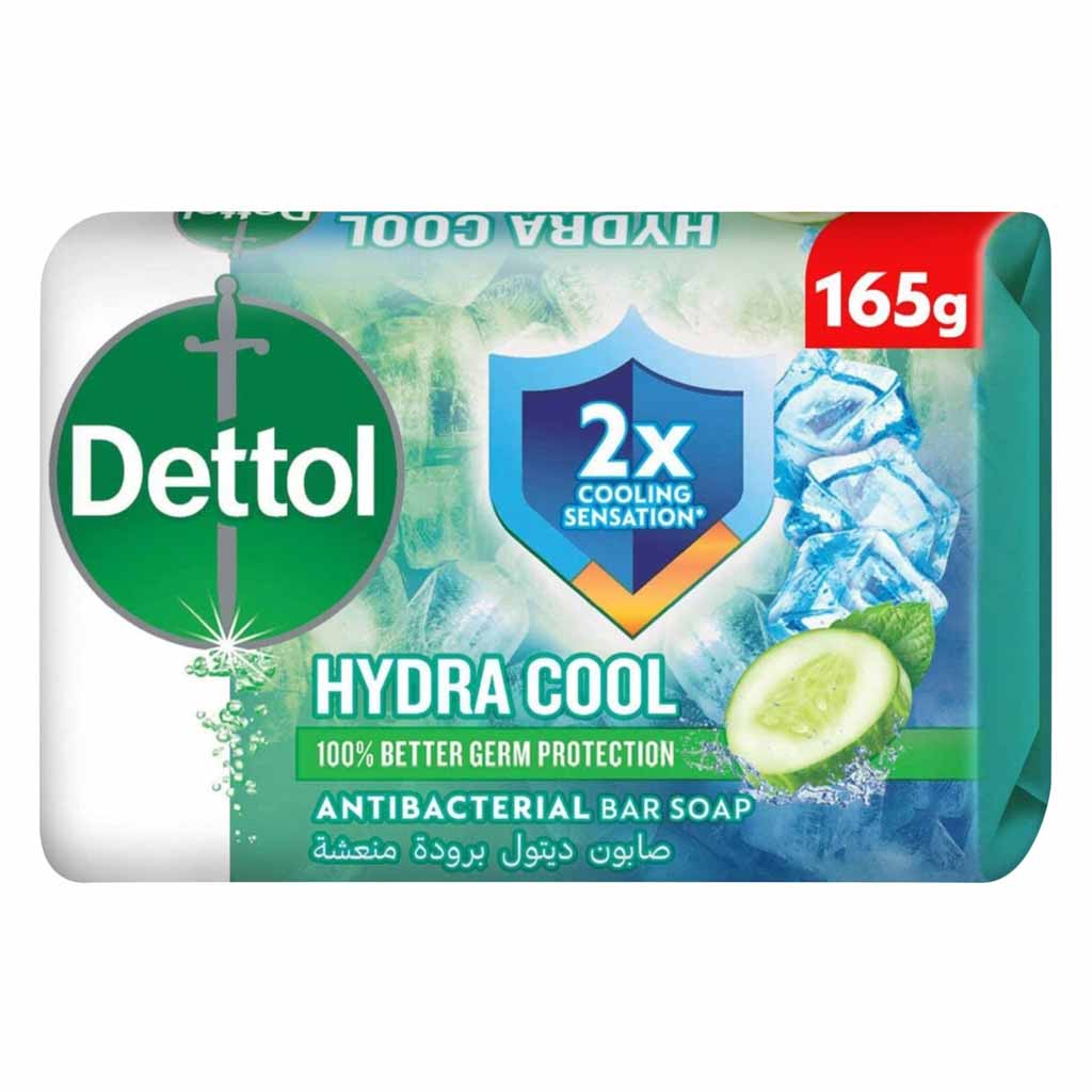 Dettol Hydra Cool Cucumber And Icy Menthol Antibacterial Bar Soap 165g