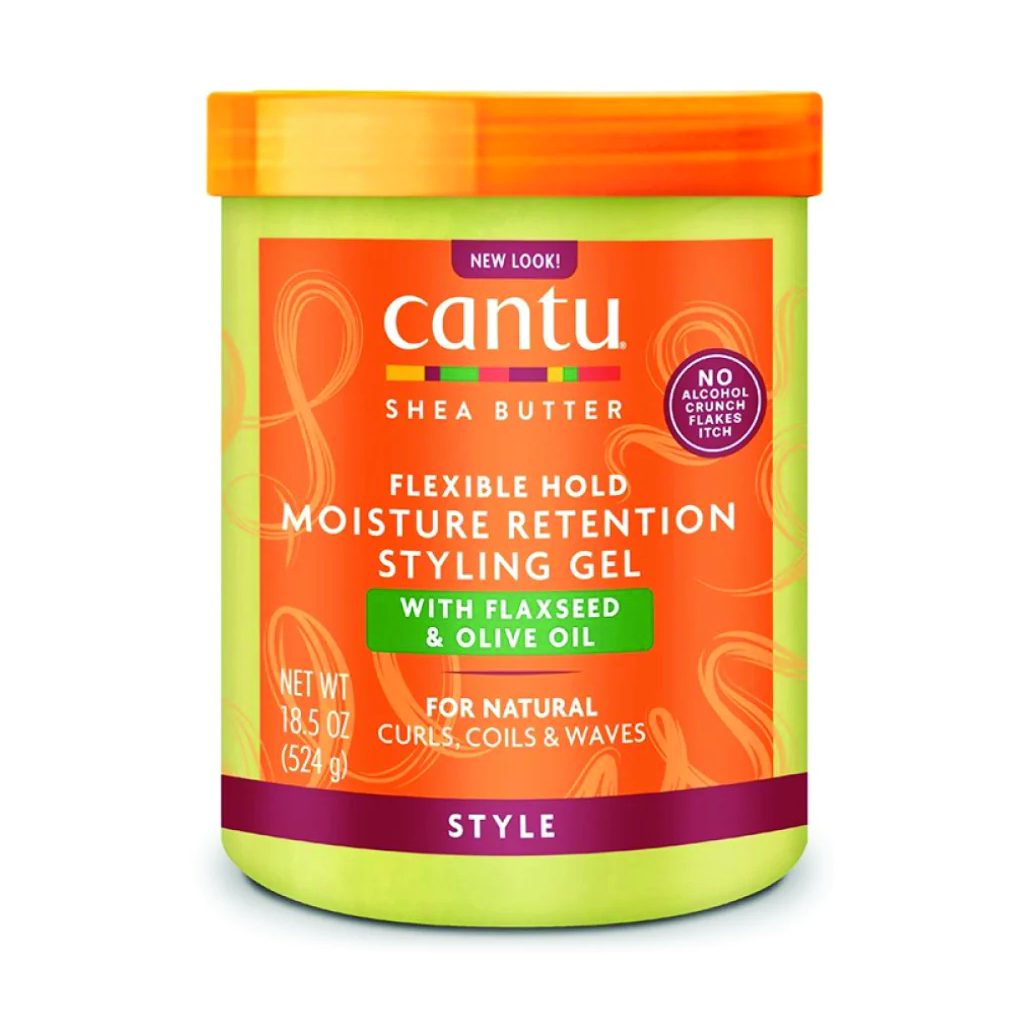 Cantu, Flaxseed & Olive Oil Moisture Retention Max Hold Styling Gel, Long-lasting hold with nourishing oils, 524 g