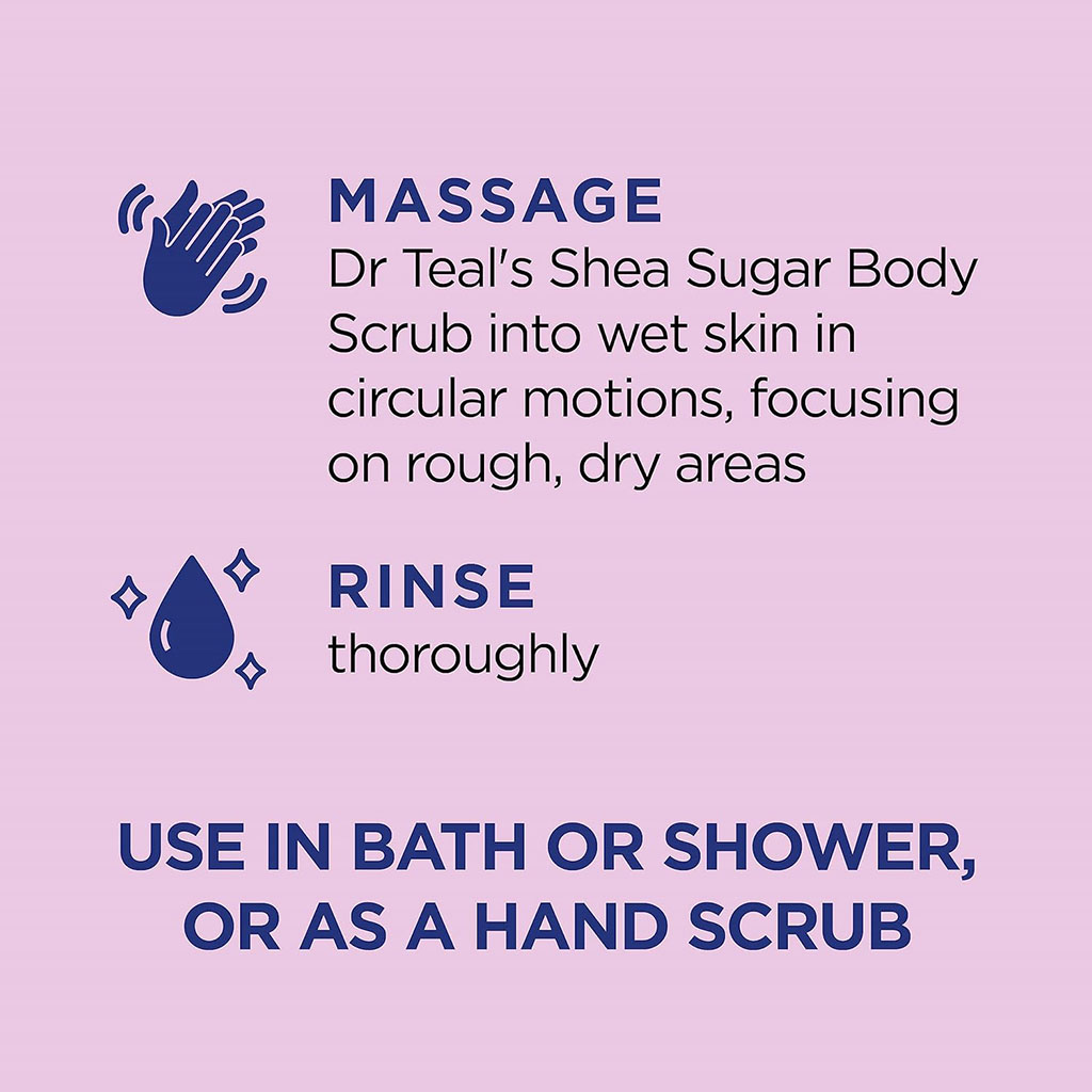 Dr Teal’s, Shea Sugar Exfoliating Body Scrub with Black Elderberry, Exfoliating body scrub with shea butter and elderberry, 538g