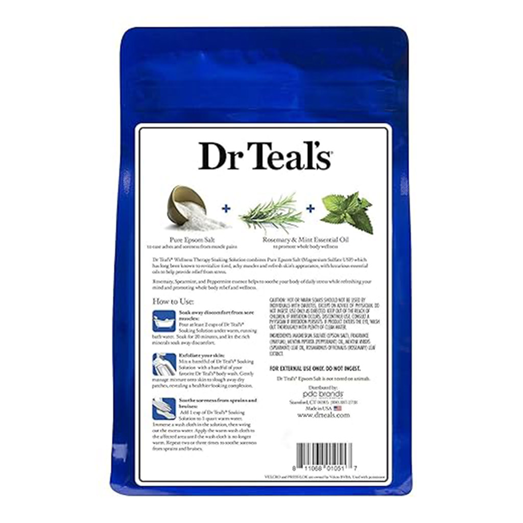 Dr Teal’s, Pure Epsom Salt Soaking Solution, Relaxing soaking solution with pure Epsom salt, 1360g