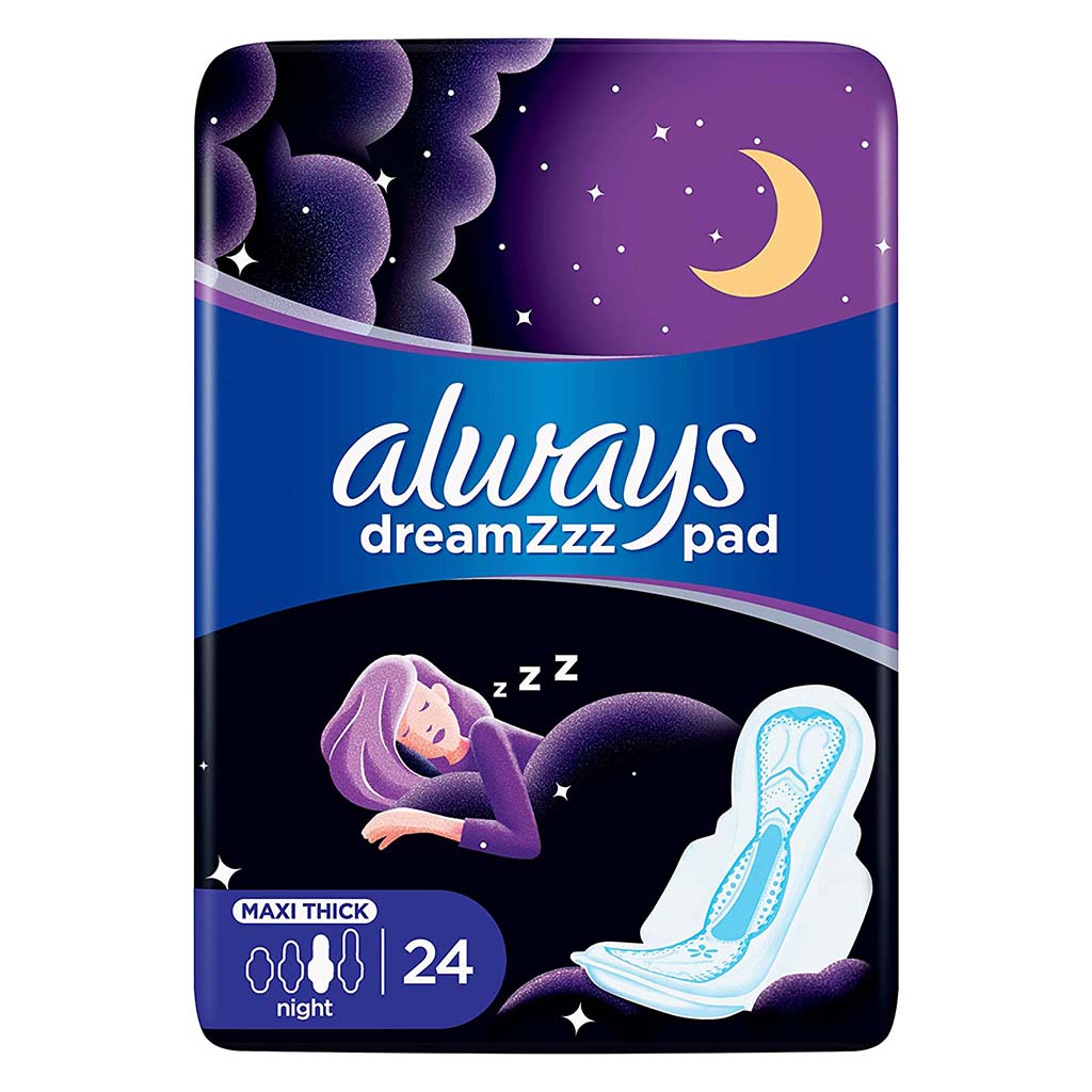 Always, Night Sanitary Pads with Wings, 24 pcs