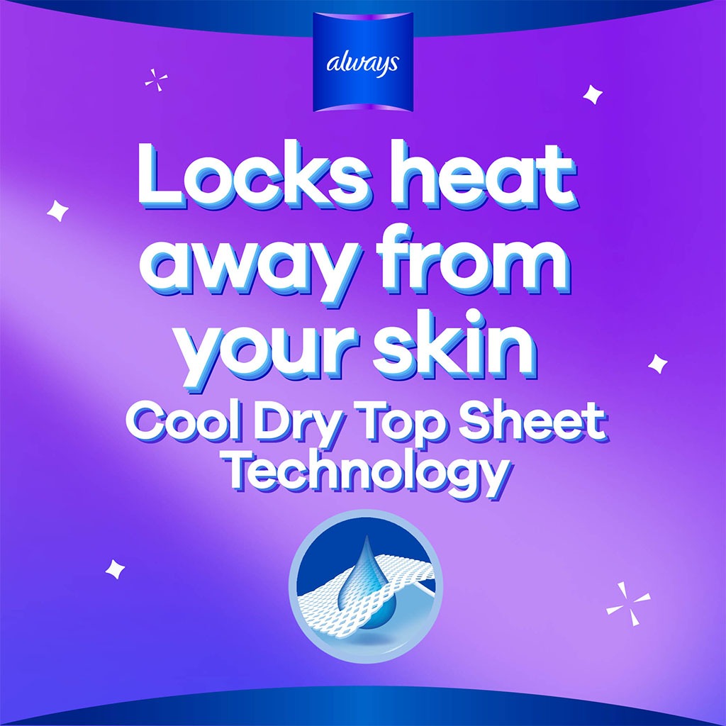 Always, Cool & dry maxi thick large sanitary pads with wings, Breathable sanitary pads for heavy flow protection
