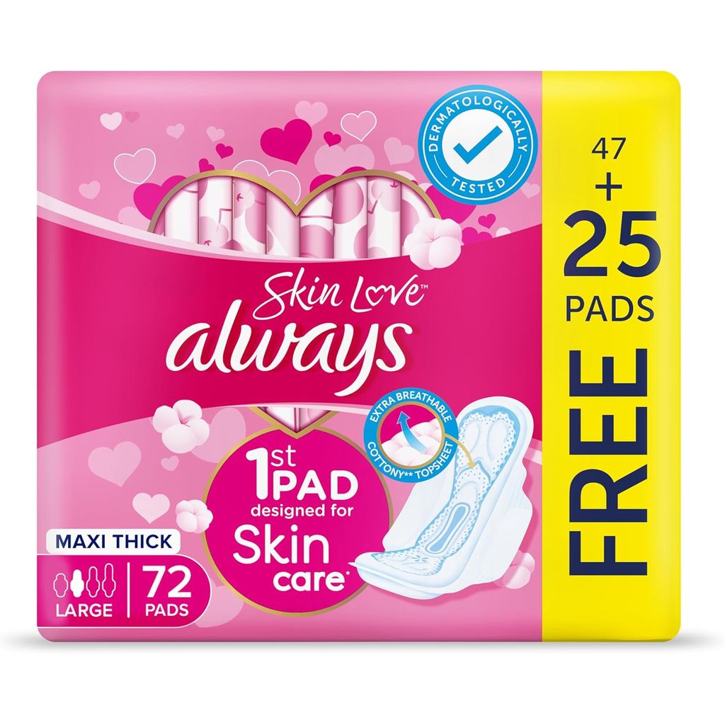Always, Skin Love sanitary pads maxi thick large, Extra absorbent pads for heavy flow protection