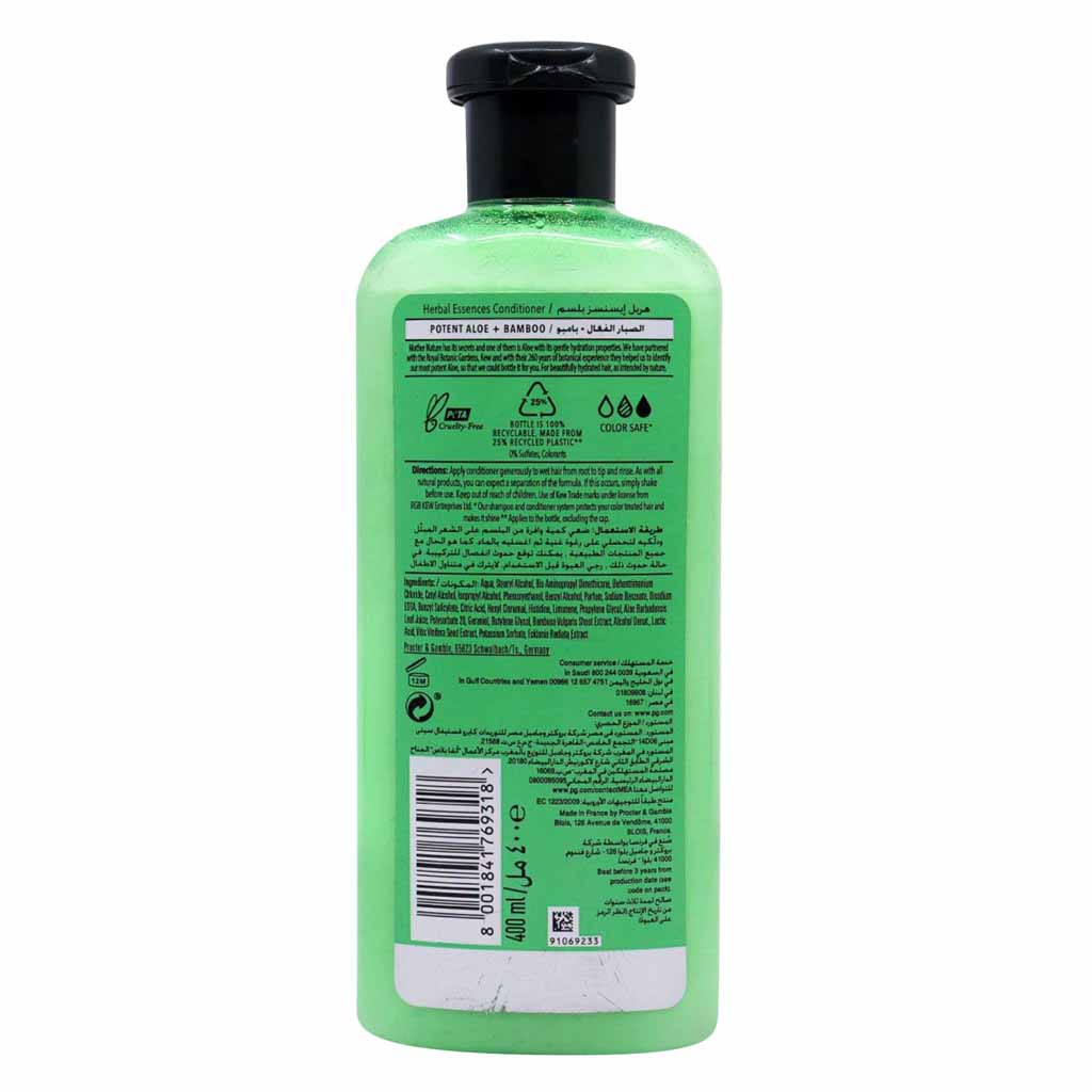 Herbal Essences, Potent Aloe Bamboo Bio Renew conditioner, Hydrating conditioner with natural botanicals, 400ml