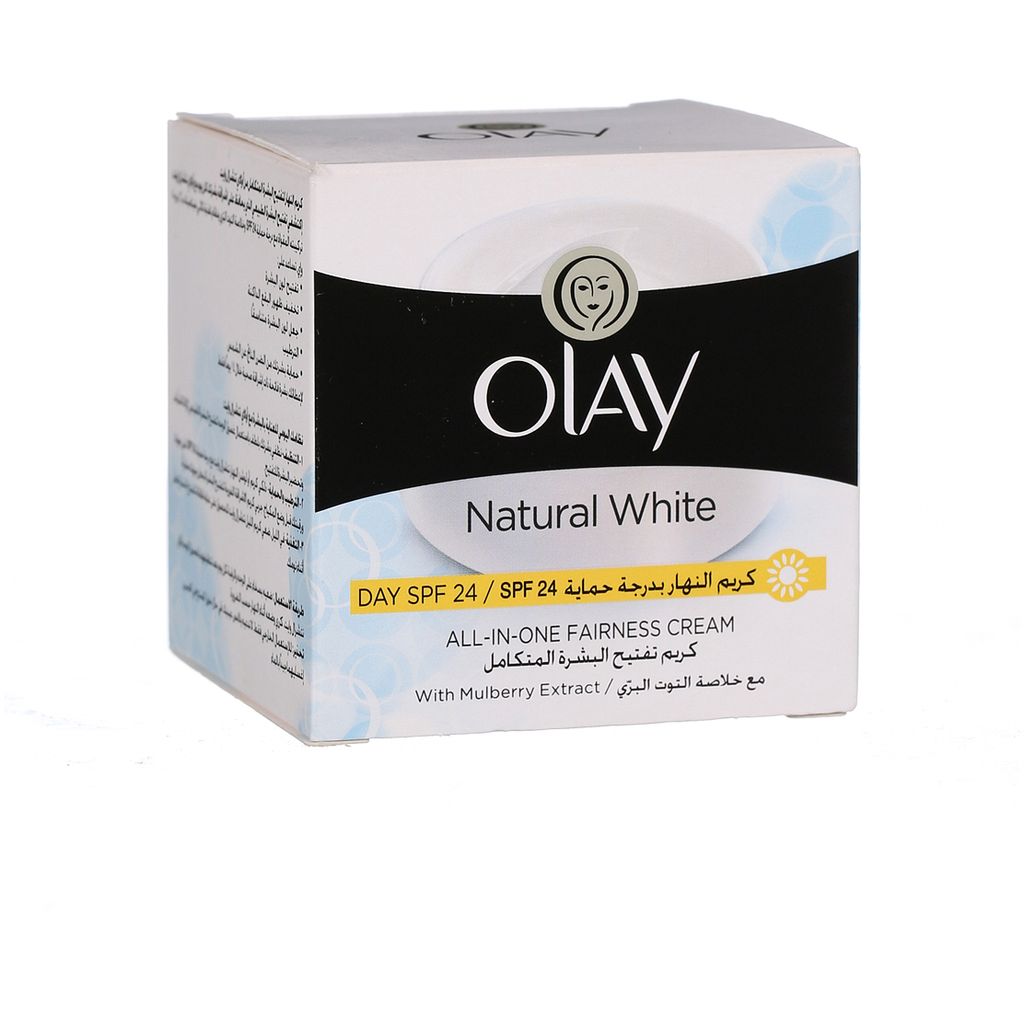 Olay, Natural White Day Cream SPF 24, Brightening day cream with sun protection, 100g