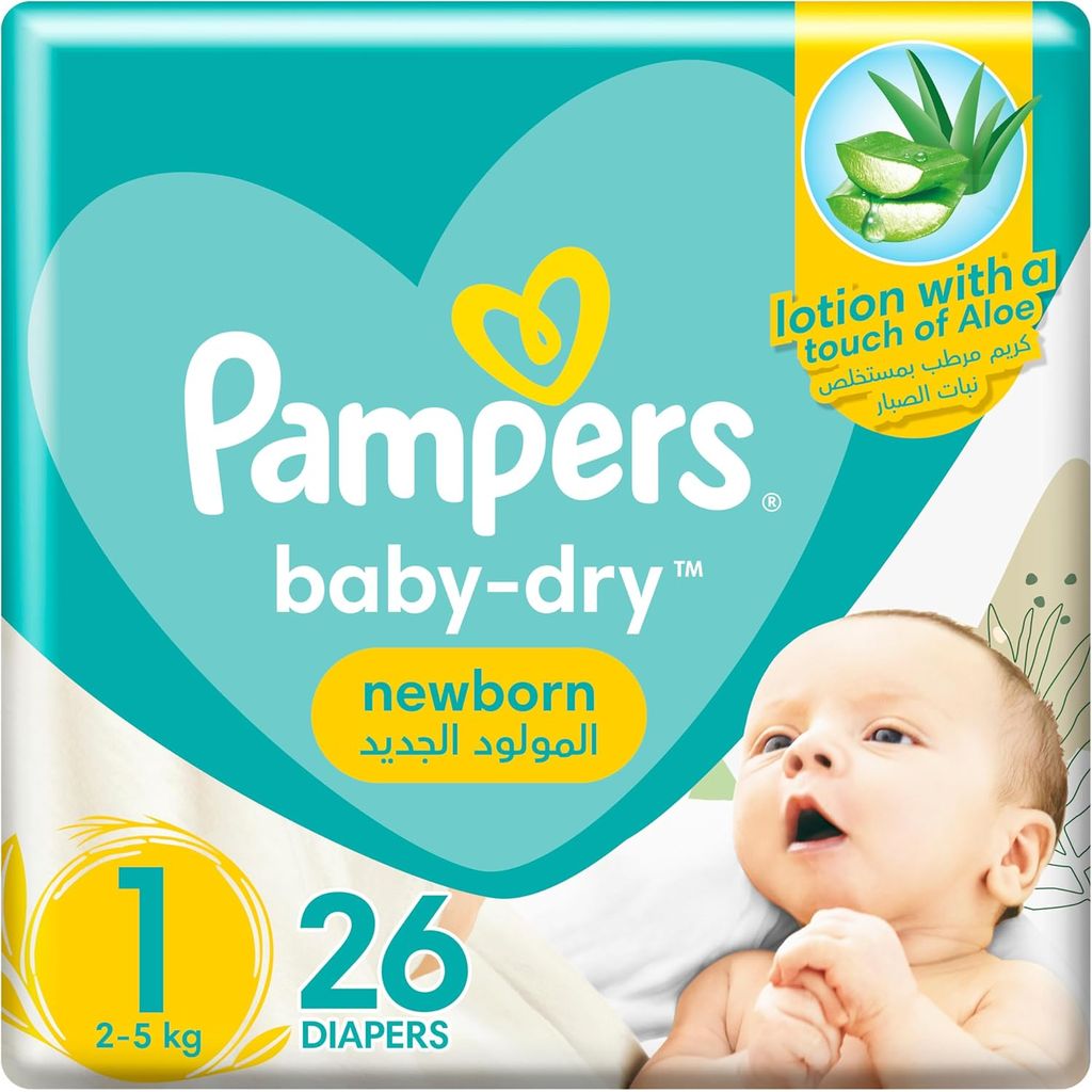Pampers Baby Dry Diapers, Size 1, 2-5Kg, Pack of 26's