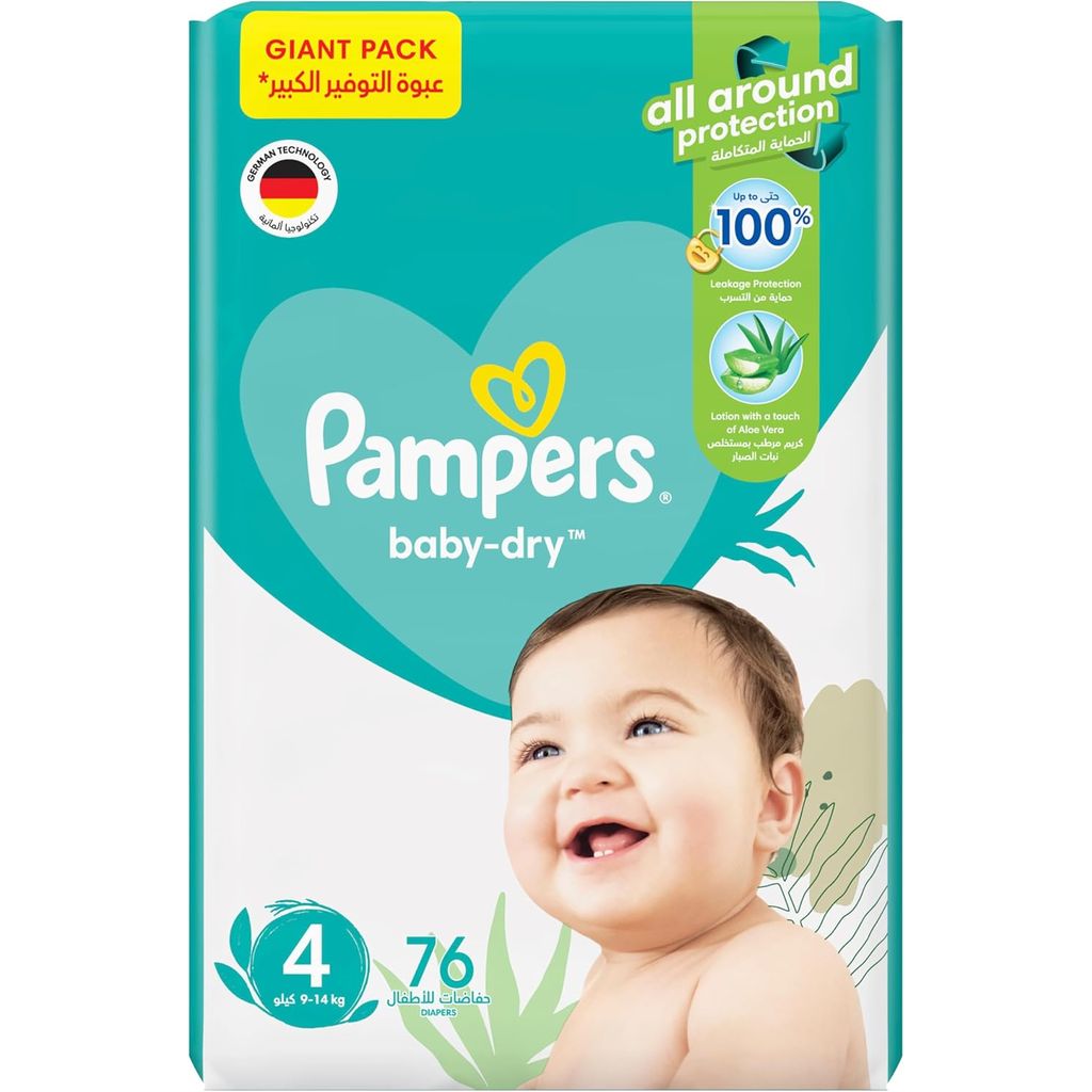 Pampers Baby Dry Diapers, Size 4, 9-14Kg, Pack of 76's