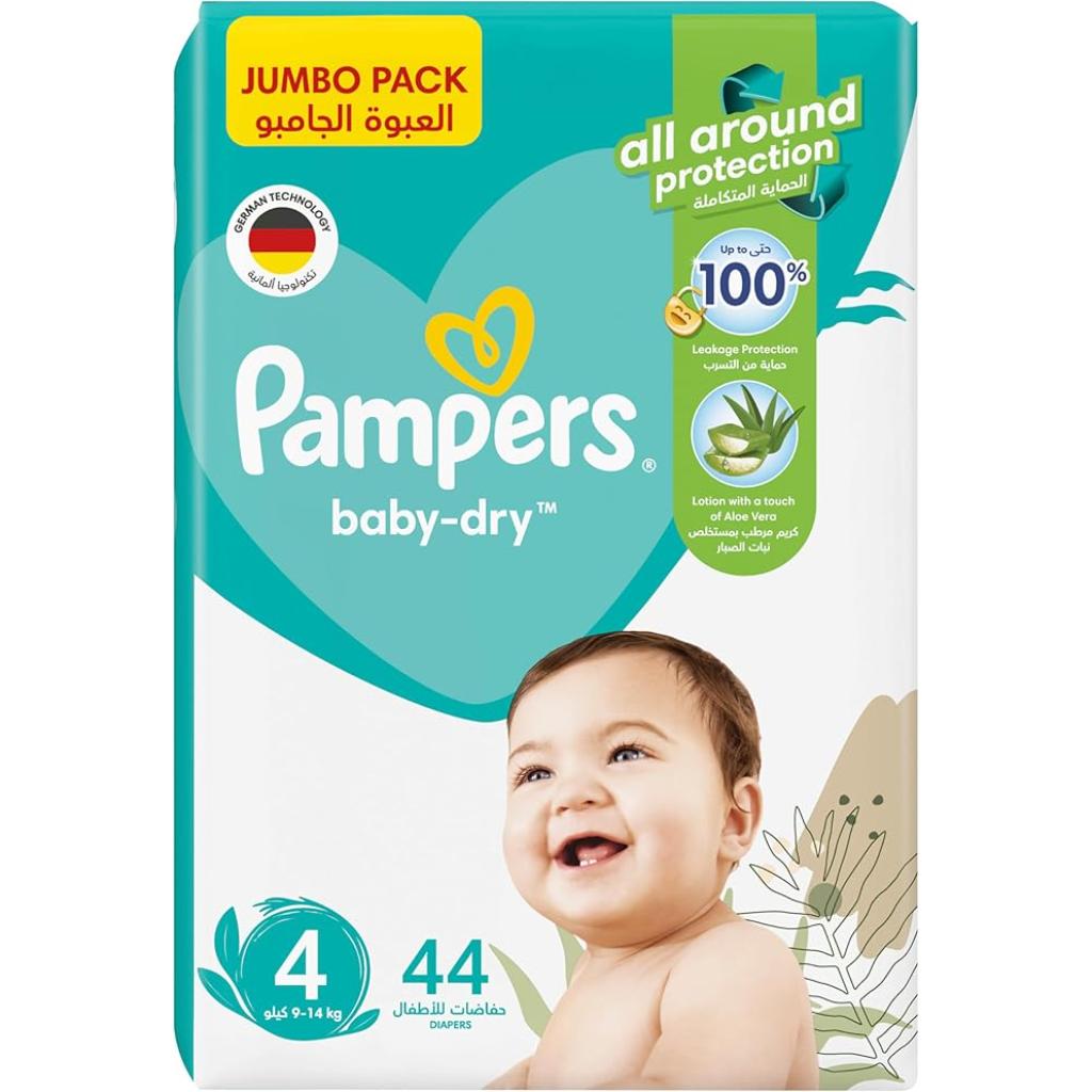 Pampers Rash Protection Taped Diapers, Size 4, 9-, 14 Kg, 44 Count